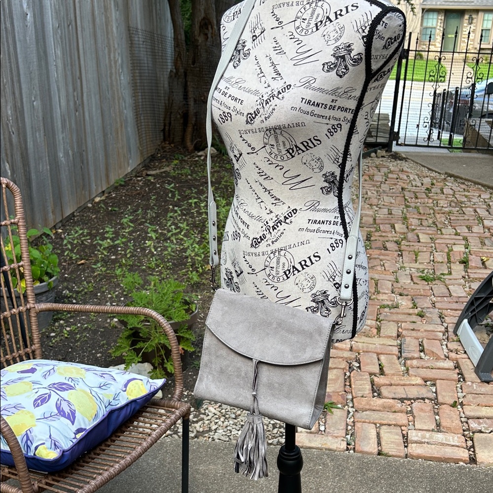 Express Gray Crossbody Bag with Tassel